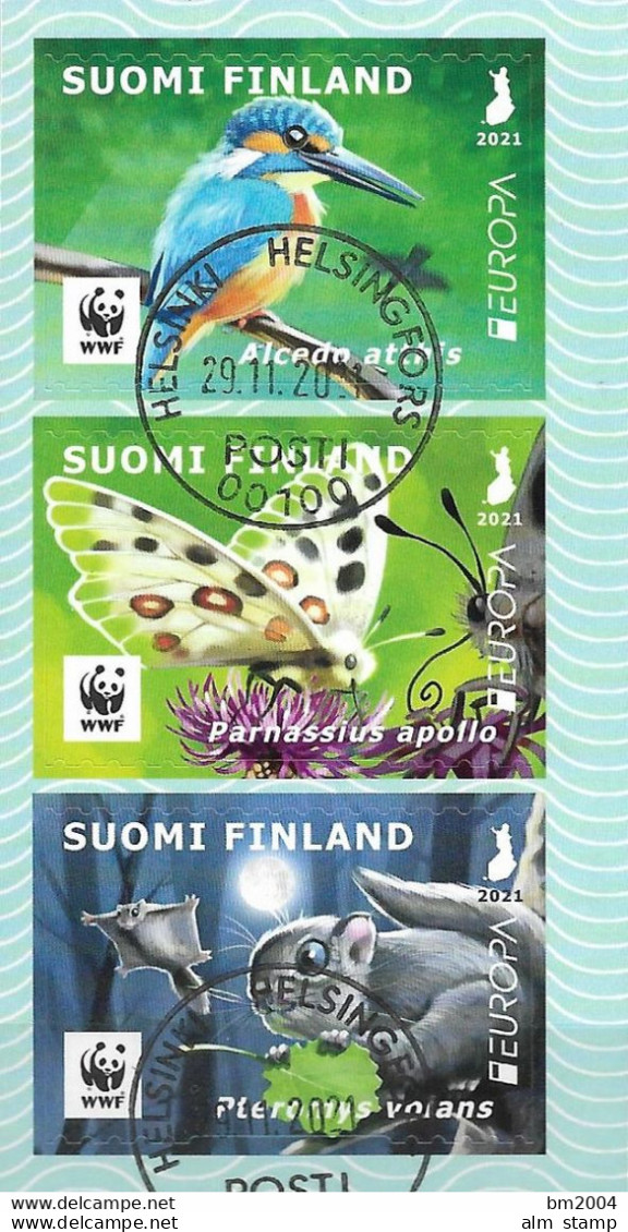 2021 Finnland Mi. 2743-5  Used   WWF  Europa: Gefährdete Wildtiere - Oblitérés