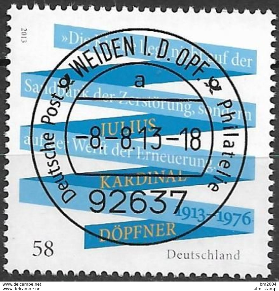 2013 Germany Allem.Fed. Deutschland  Mi. 3026 FD-used Weiden   100. Geburtstag Von Julius Kardinal Döpfner - Gebraucht