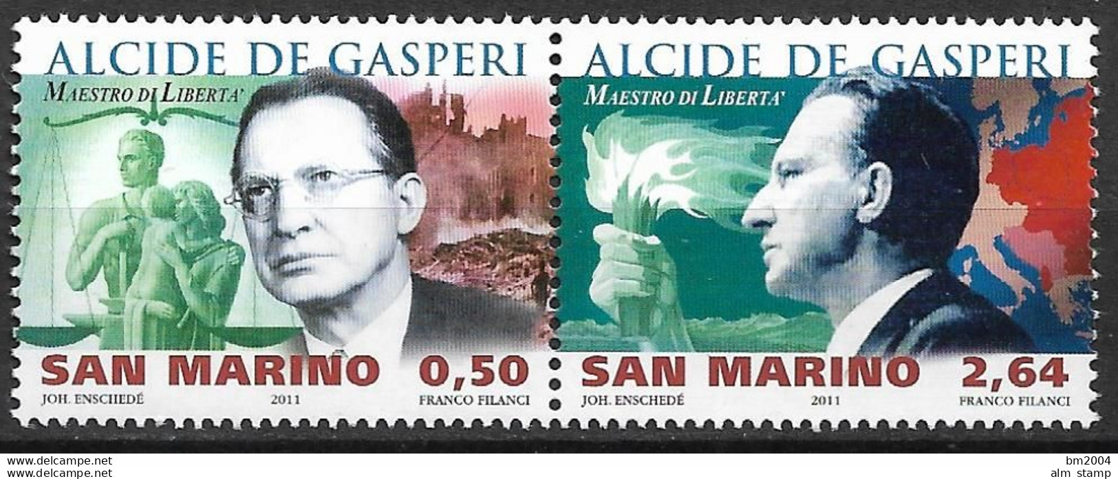 2011 San Marino M. 2494 - 5 **MNH 130. Geburtstag Von Alcide De Gasperi. - Neufs