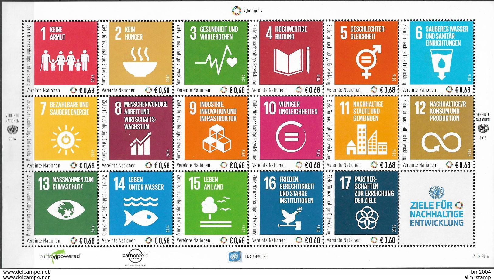 2016 UNO Wien Mi. 938.54  **MNH  Tag Der Vereinten Nationen: Ziele Für Nachhaltige Entwicklung. - Blocs-feuillets