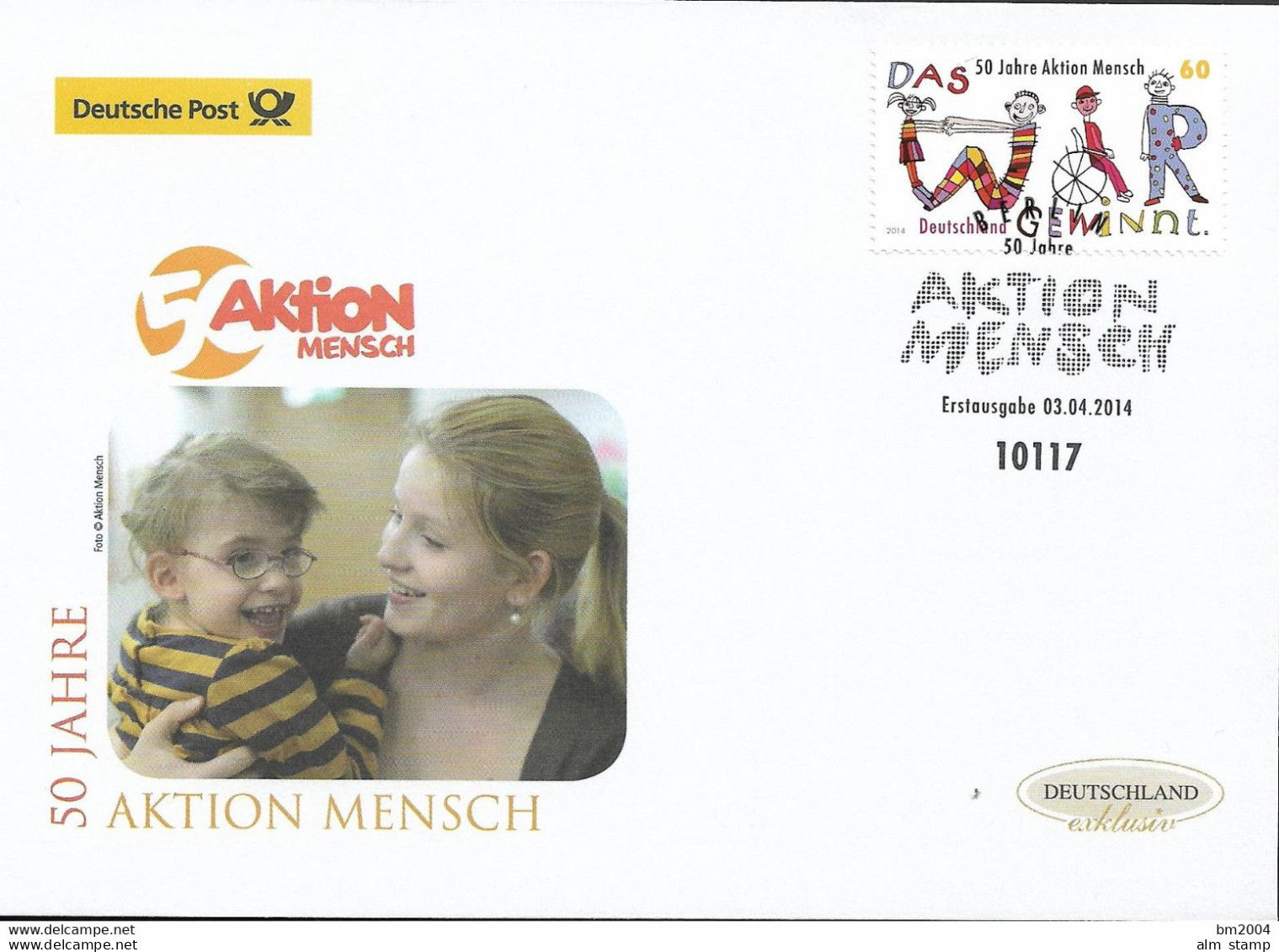 2014  Germany Deutschland  Mi. 3072  FDC   50 Jahre „Aktion Mensch“ - 2011-…