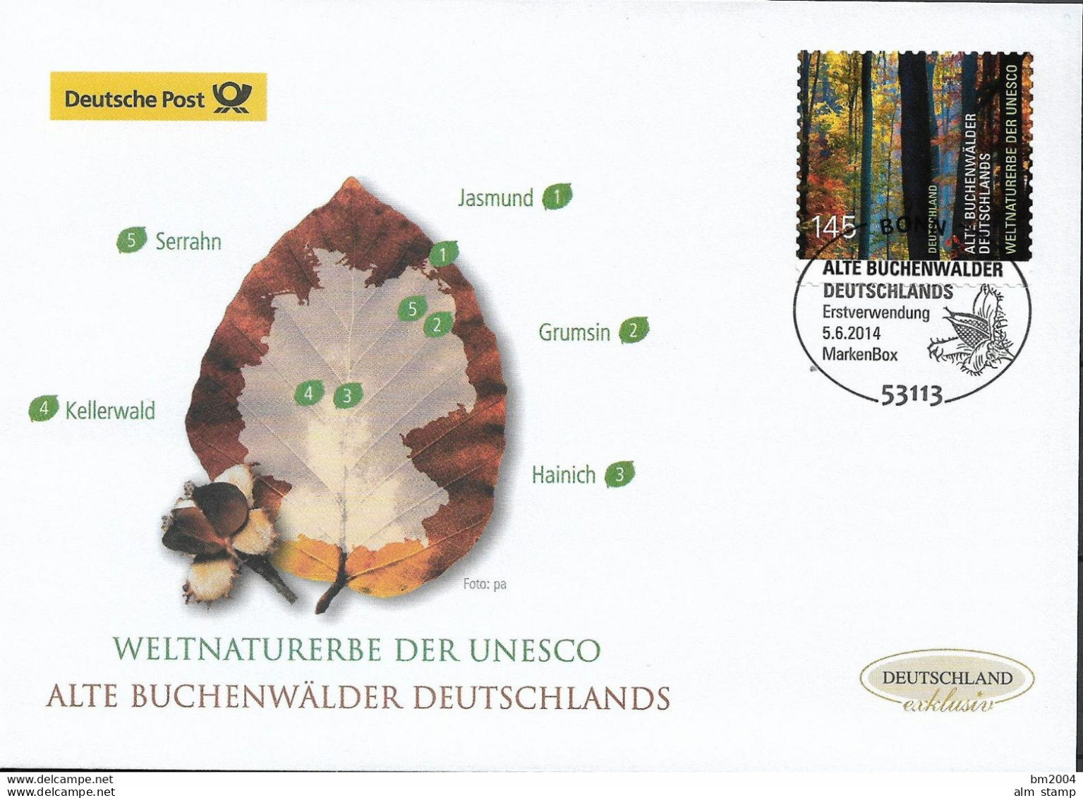 2014 Germay  Deutschland  Mi. 3087 FDC   UNESCO-Welterbe : Alte Buchenwälder Deutschlands - 2011-…