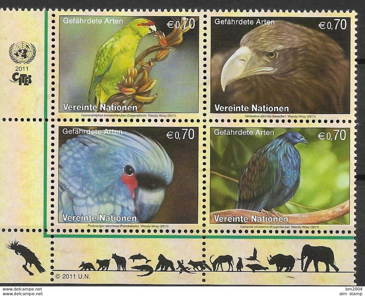 2011 UNO Wien Mi. 732-5**MNH  Gefährdete Arten - Ungebraucht