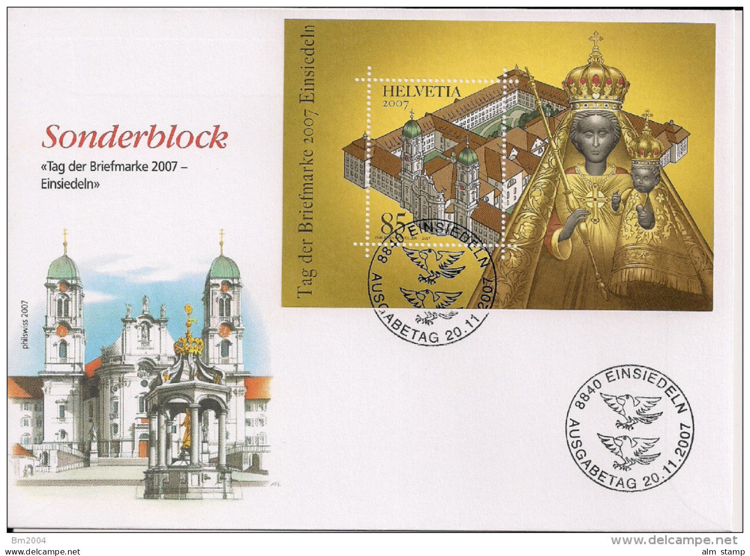 2007 Schweiz    Mi. Bl. 42  FDC   Tag Der Briefmarke - Einsiedeln - FDC