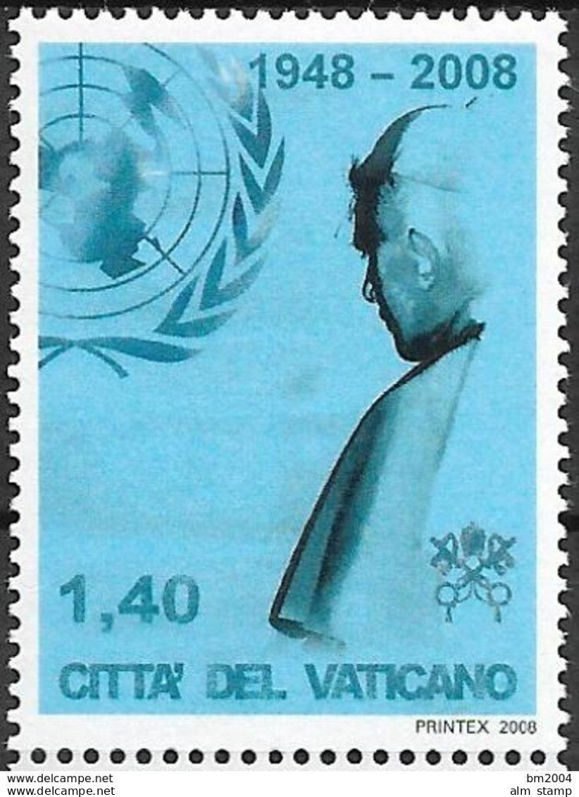 2008 Vatikan Mi. 1613**MNH   Besuch Von Papst Benedikt XVI. Bei Der UNO Zum 60. Jahrestag Der Allgemeinen Erklärung Der - Used Stamps