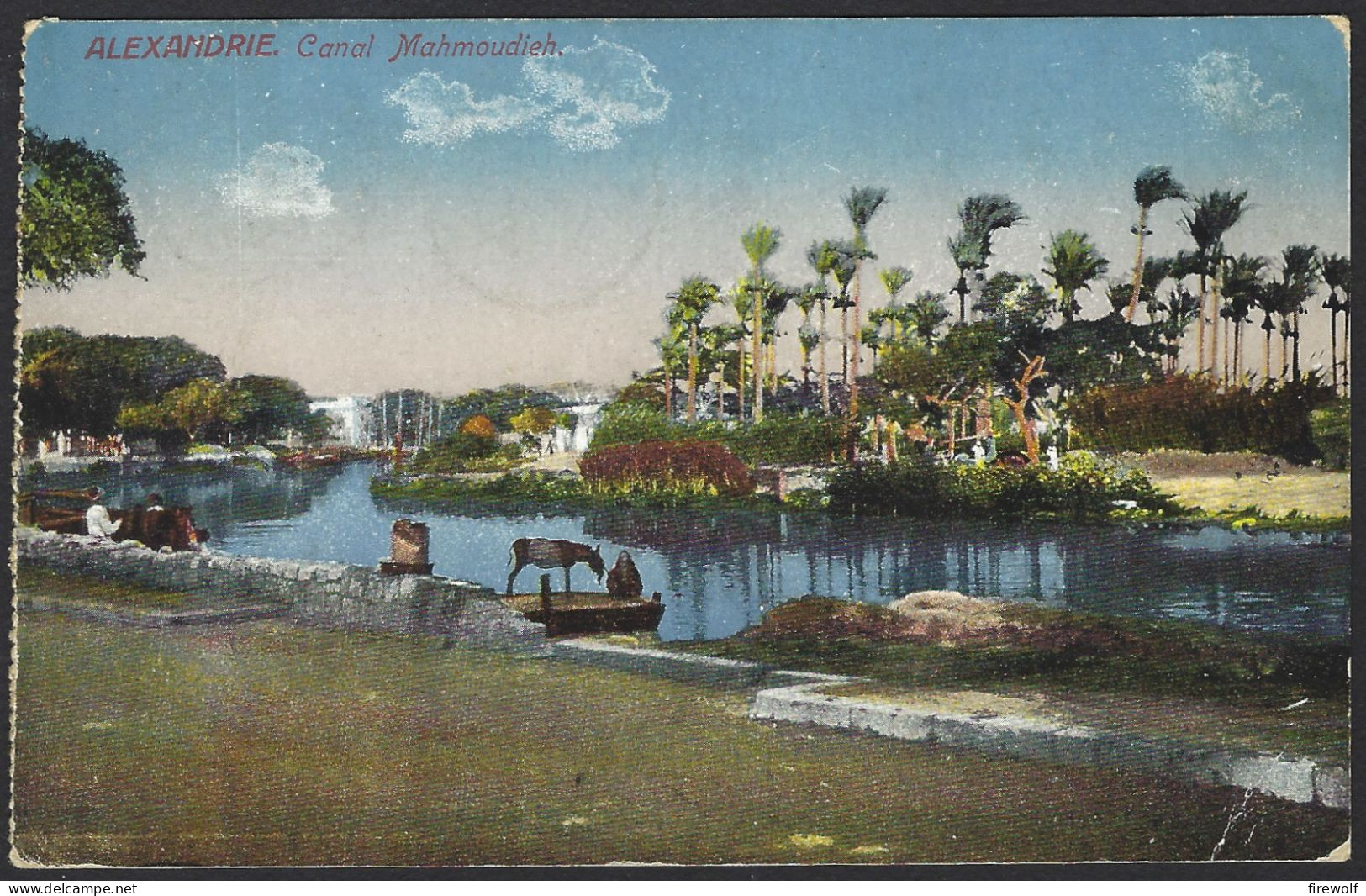 F14 - Egypt Alexandria French Office - Postcard 1913 To Hamburg Germany - Canal Mahmoudieh - Covers & Documents