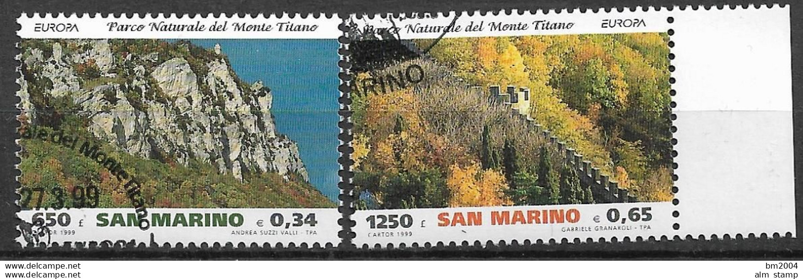 1999 San Marino    Mi. 1832-3 Used Europa: Natur -und Nationalparks - 1999