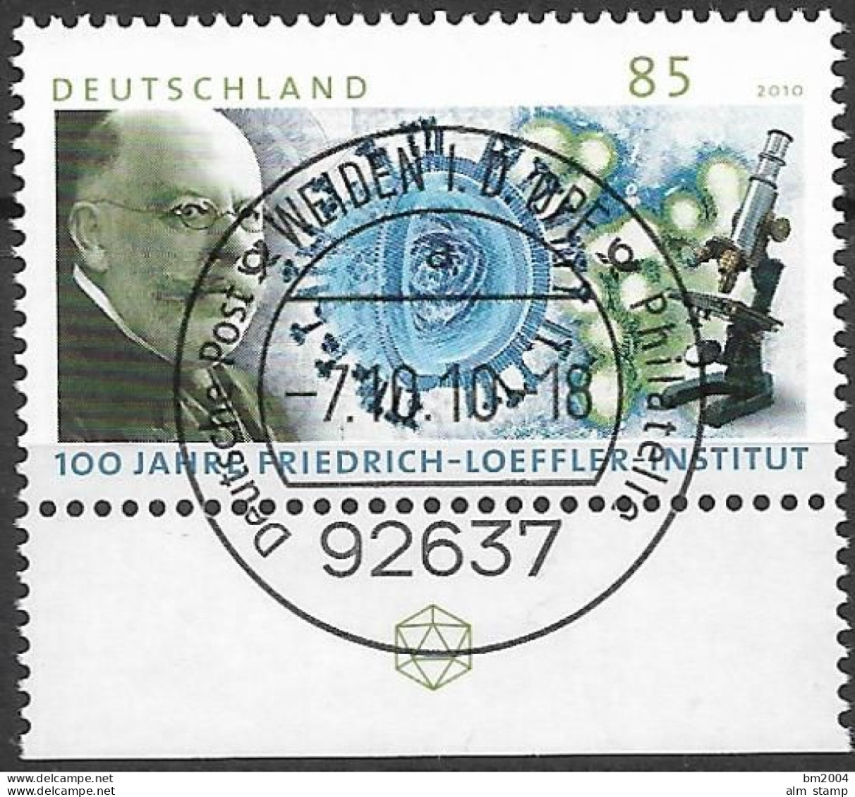 2010 Deutschland  Germany   Mi. 2825 FD-used Weiden    100 Jahre Friedrich-Loeffler-Institut Für Tiergesundheit, - Gebraucht