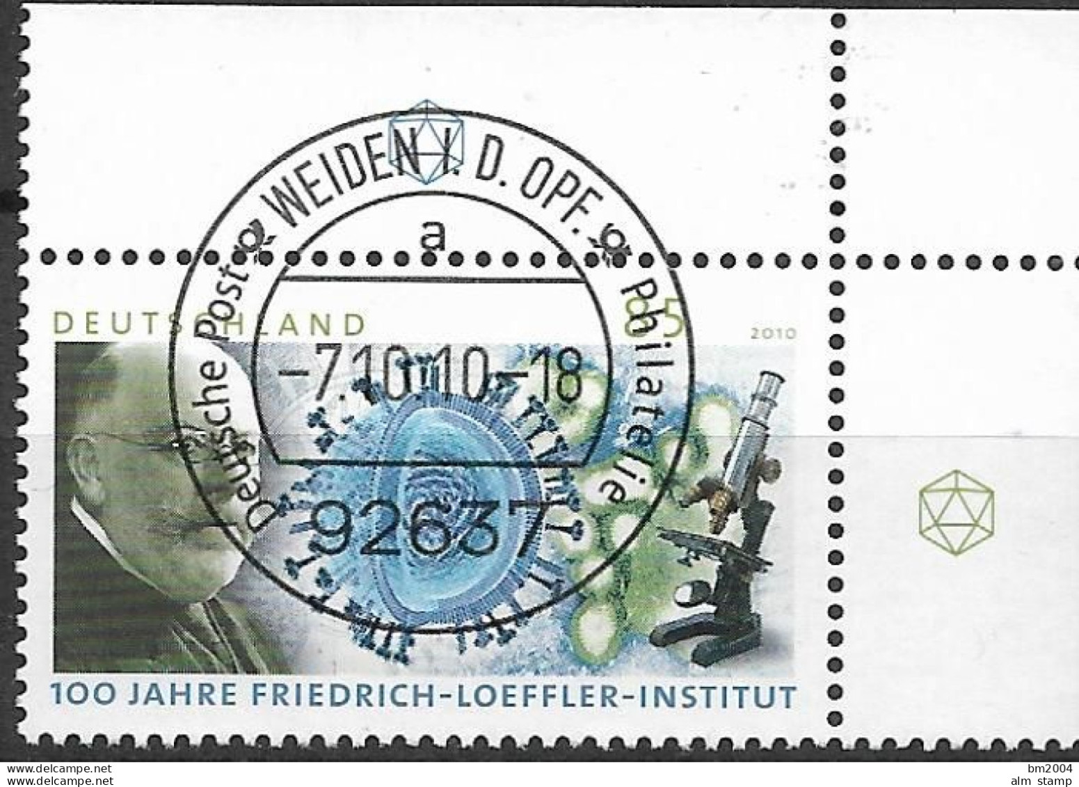 2010 Deutschland  Germany   Mi. 2825 FD-used Weiden  EOR  100 Jahre Friedrich-Loeffler-Institut Für Tiergesundheit, - Gebraucht
