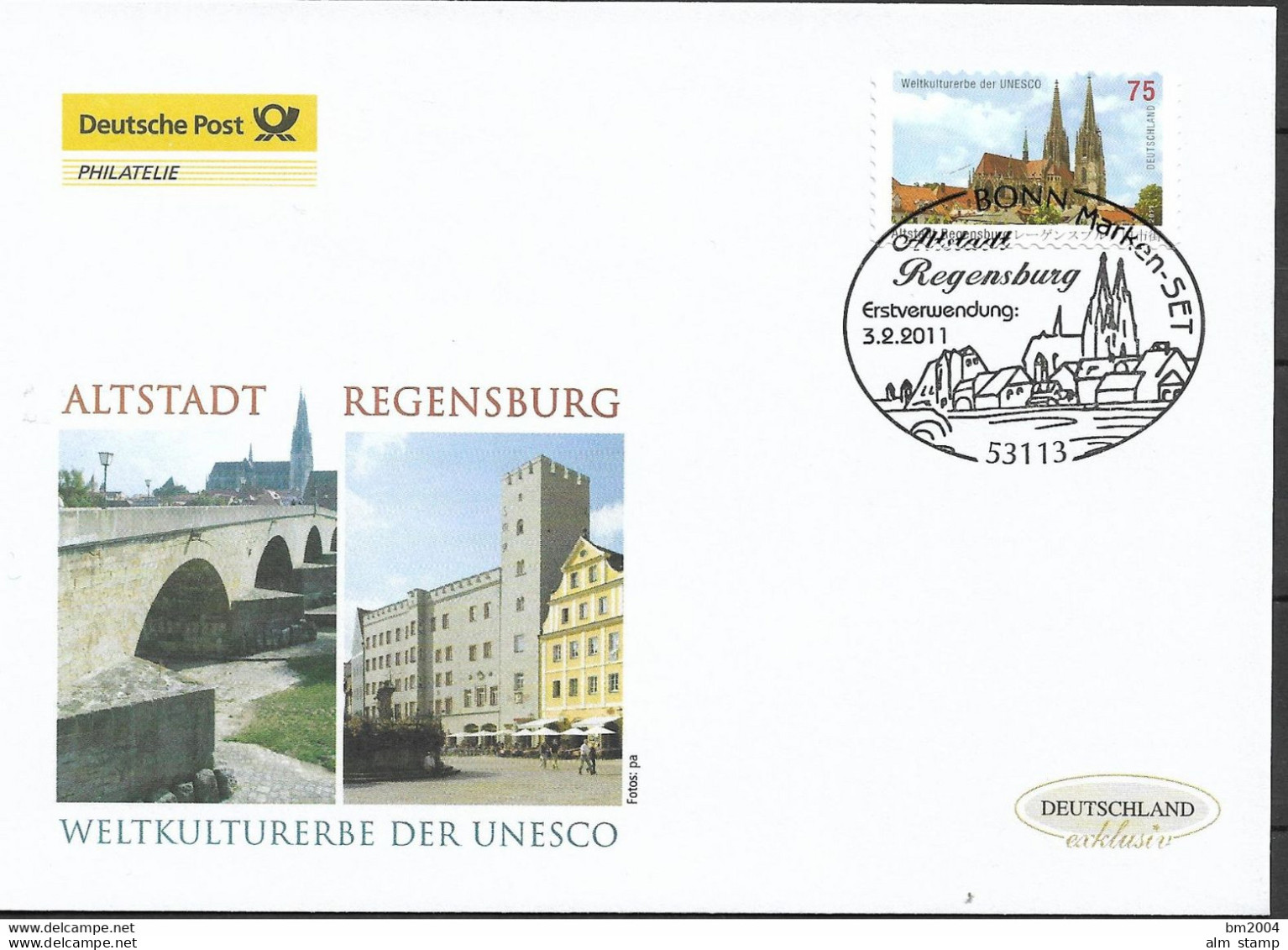 2011  Deutschland Germay. Mi  2850 FDC  UNESCO-Welterbe : Altstadt Von Regensburg - 2011-…