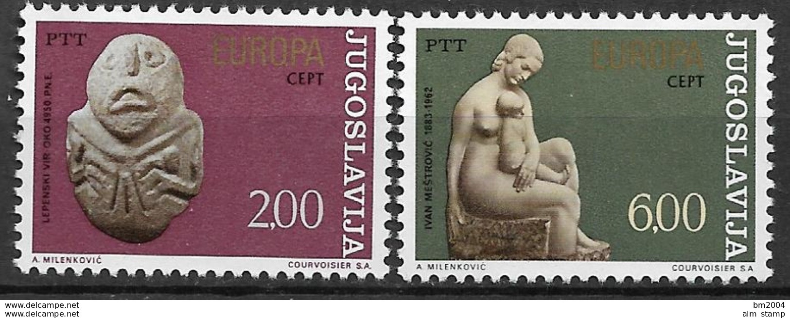 1974 Jugoslawien   Mi. 1557-8**MNH  Europa: Skulpturen - 1974