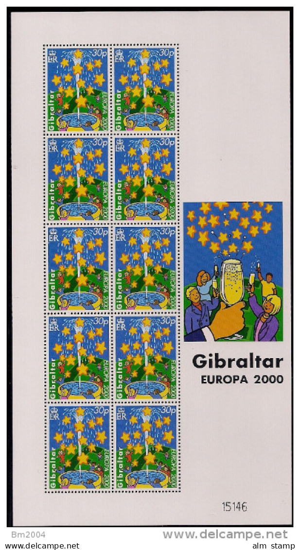 2000  Gibraltar Mi. 905-8 **MNH  Sheet  EUROPA Kind Mit Stern - 2000