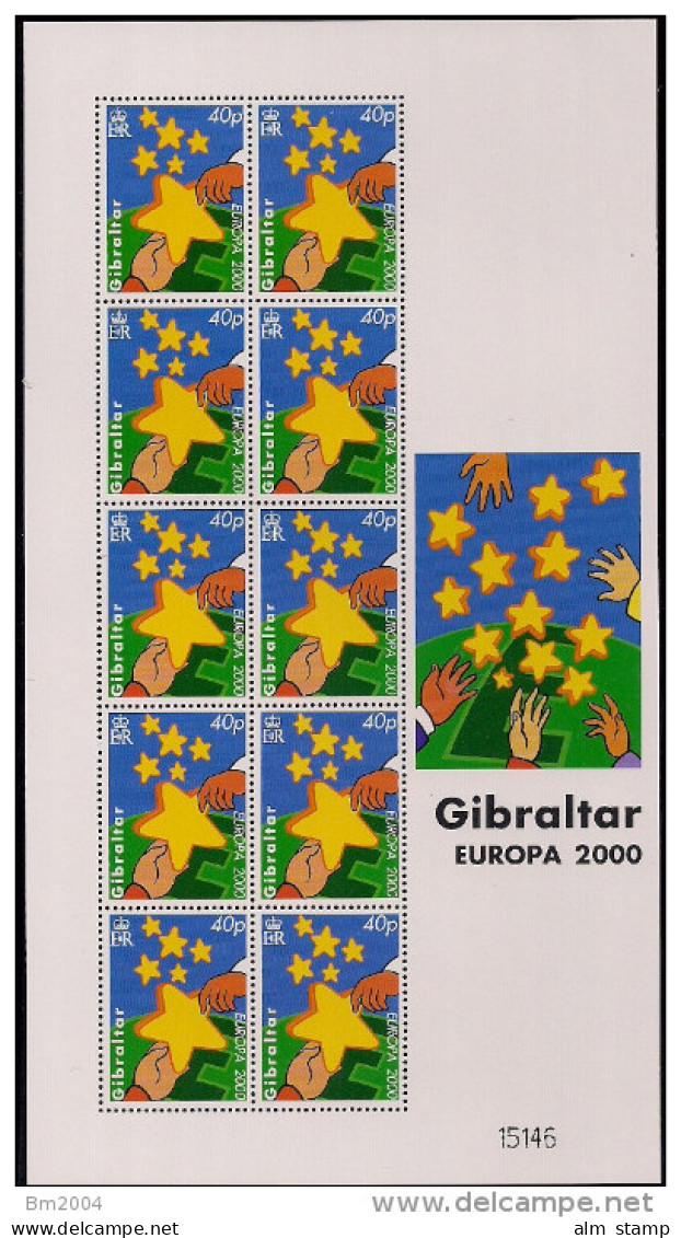 2000  Gibraltar Mi. 905-8 **MNH  Sheet  EUROPA Kind Mit Stern - 2000