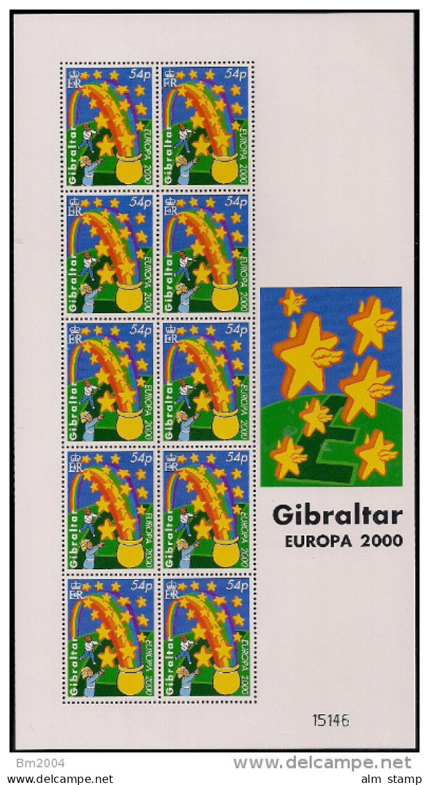 2000  Gibraltar Mi. 905-8 **MNH  Sheet  EUROPA Kind Mit Stern - 2000