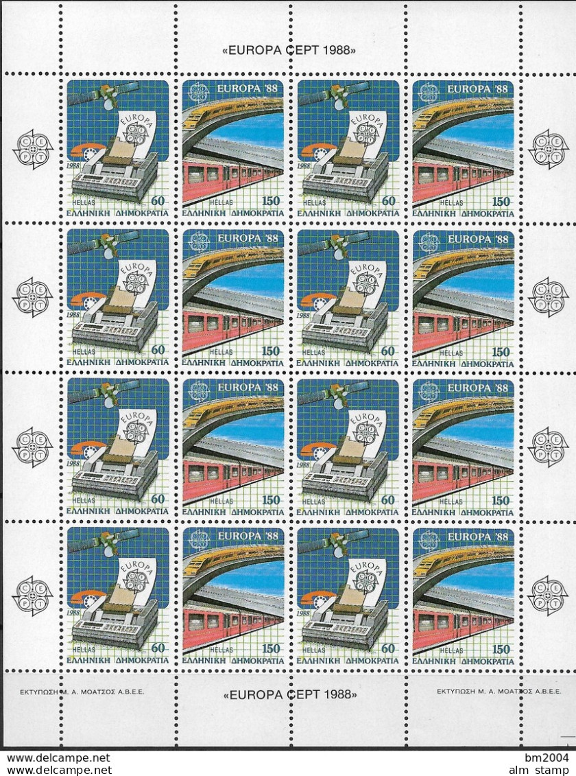 1988 Griechenland Mi Nr.  1685/6 ** MNH Europa: Transport- Und Kommunikationsmittel (Arti - Blocchi & Foglietti