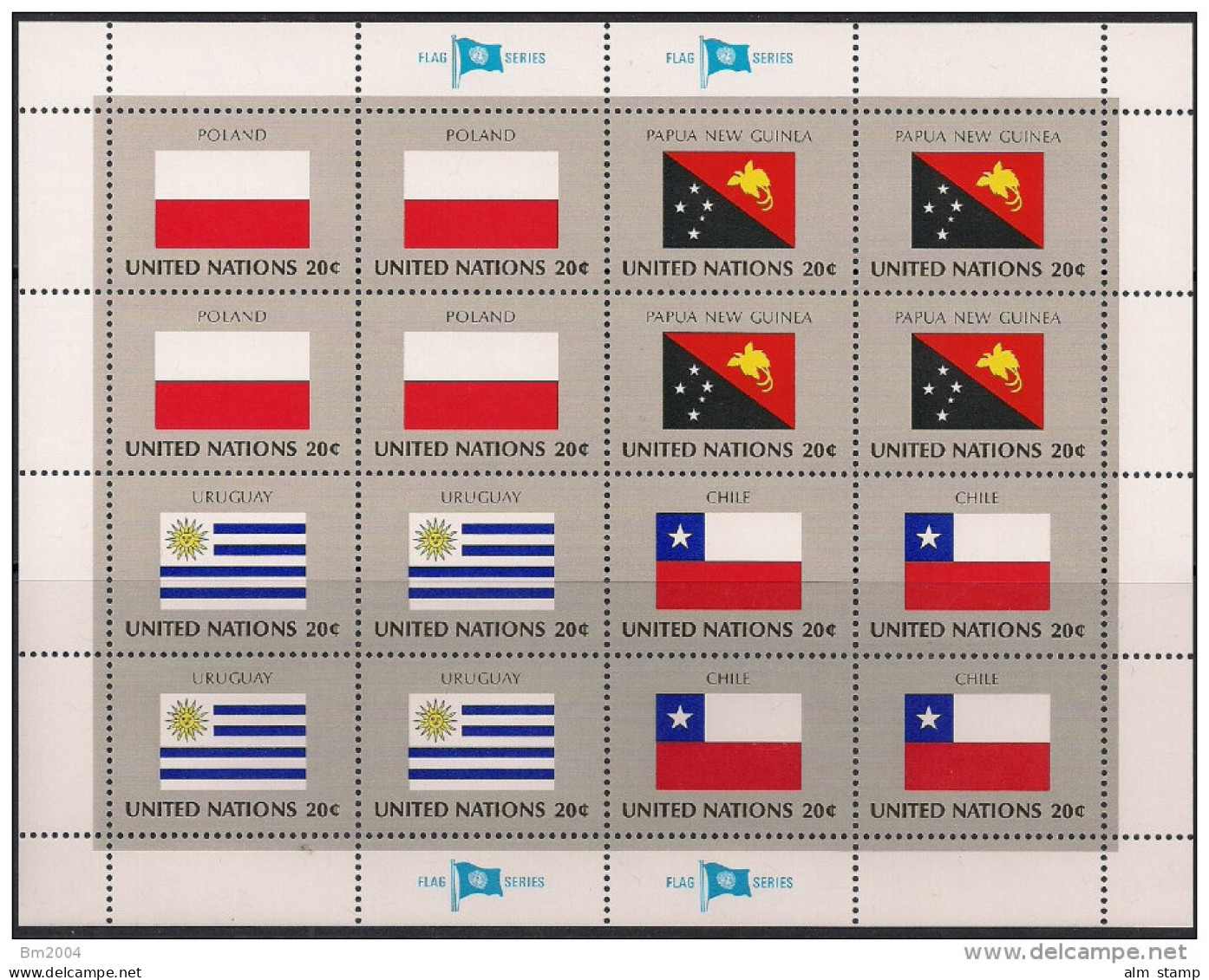 1984 UNO NY Mi. 448-63 **MNH    Sheet   Flaggen Der UNO-Mitgliedsstaaten - Blocs-feuillets