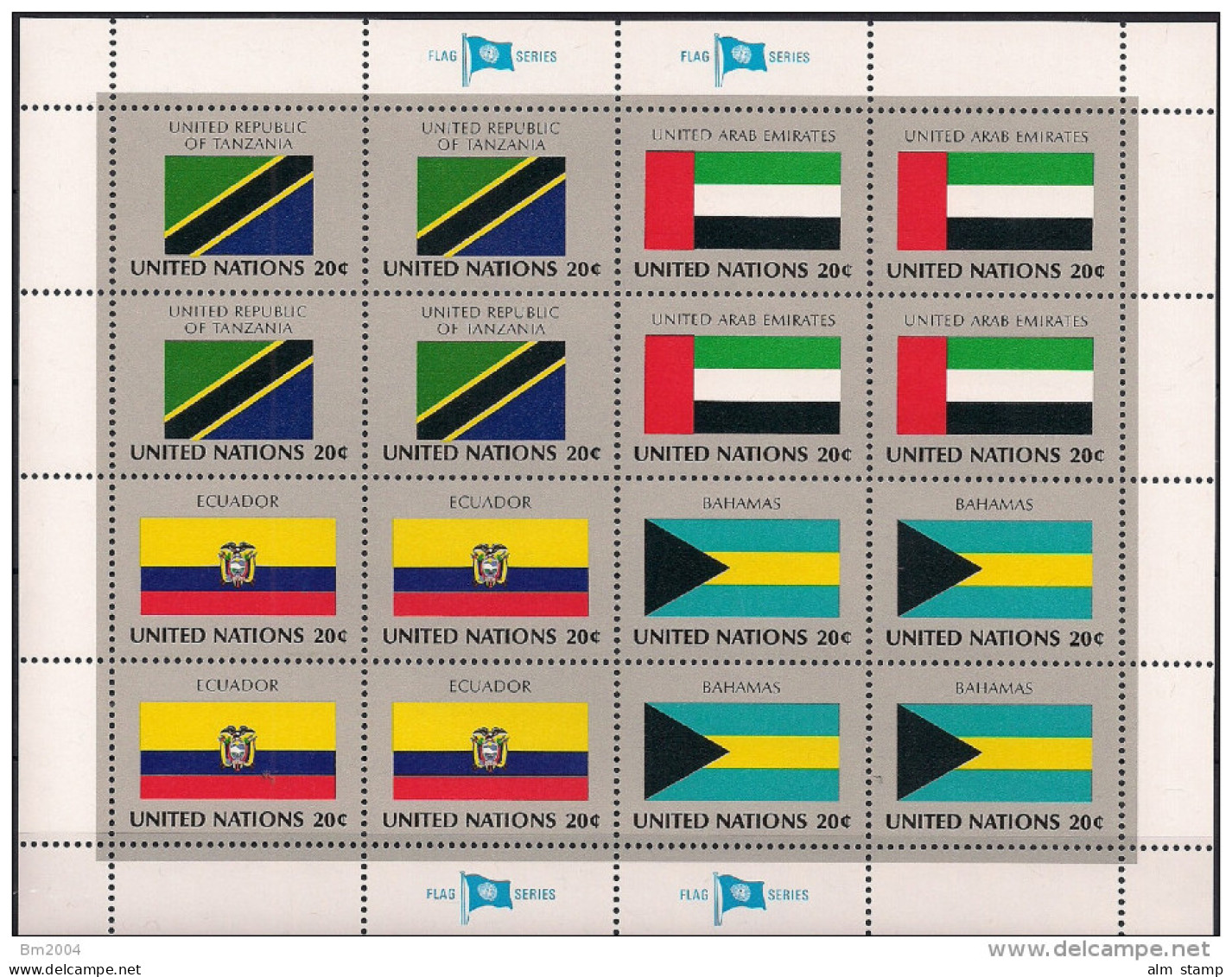 1984 UNO NY Mi. 448-63 **MNH    Sheet   Flaggen Der UNO-Mitgliedsstaaten - Blokken & Velletjes