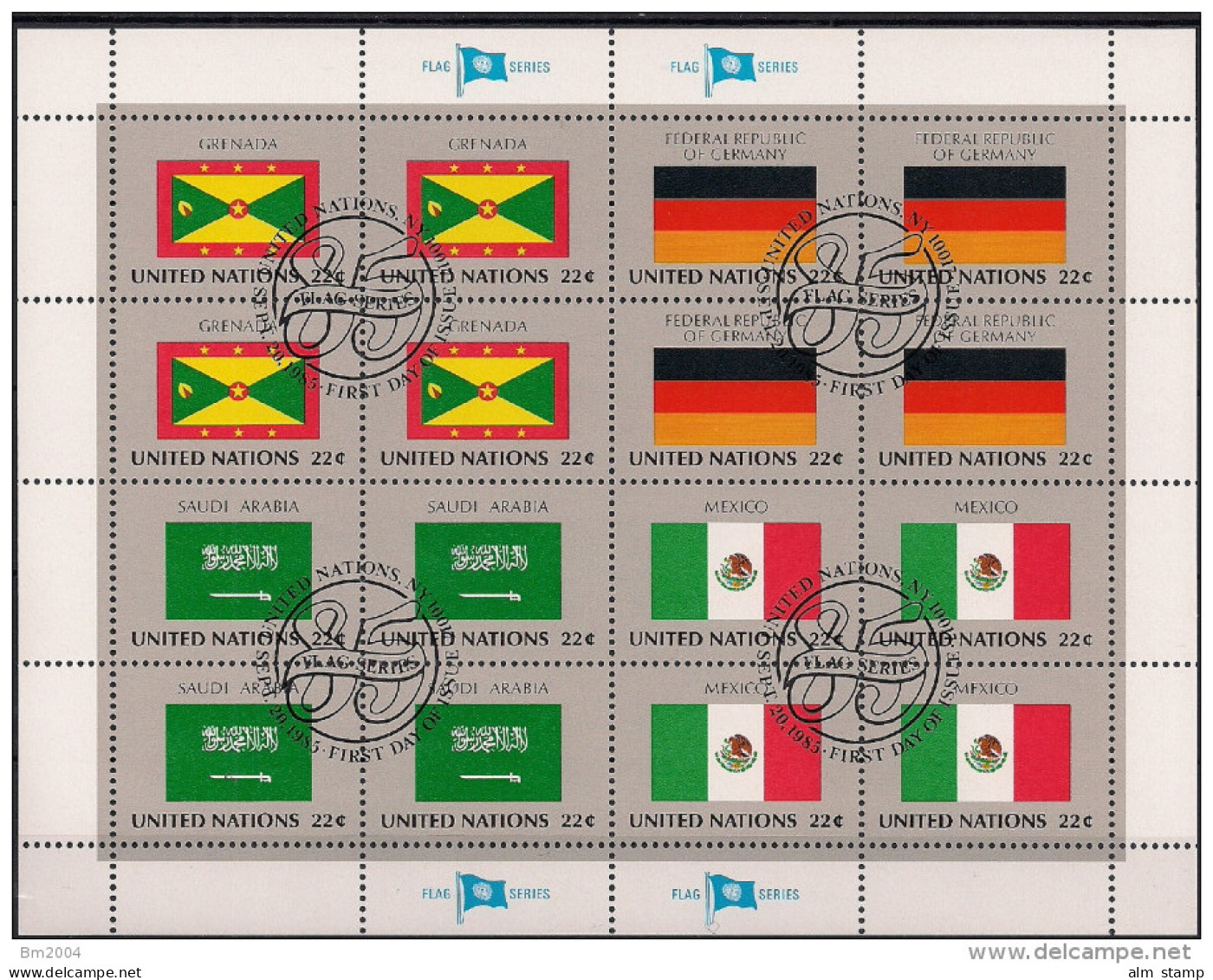 1985 UNO NY Mi. 472-87 Used     Sheet   Flaggen Der UNO-Mitgliedsstaaten - Blocs-feuillets