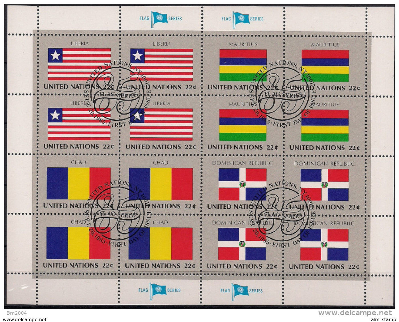 1985 UNO NY Mi. 472-87 Used     Sheet   Flaggen Der UNO-Mitgliedsstaaten - Blocs-feuillets