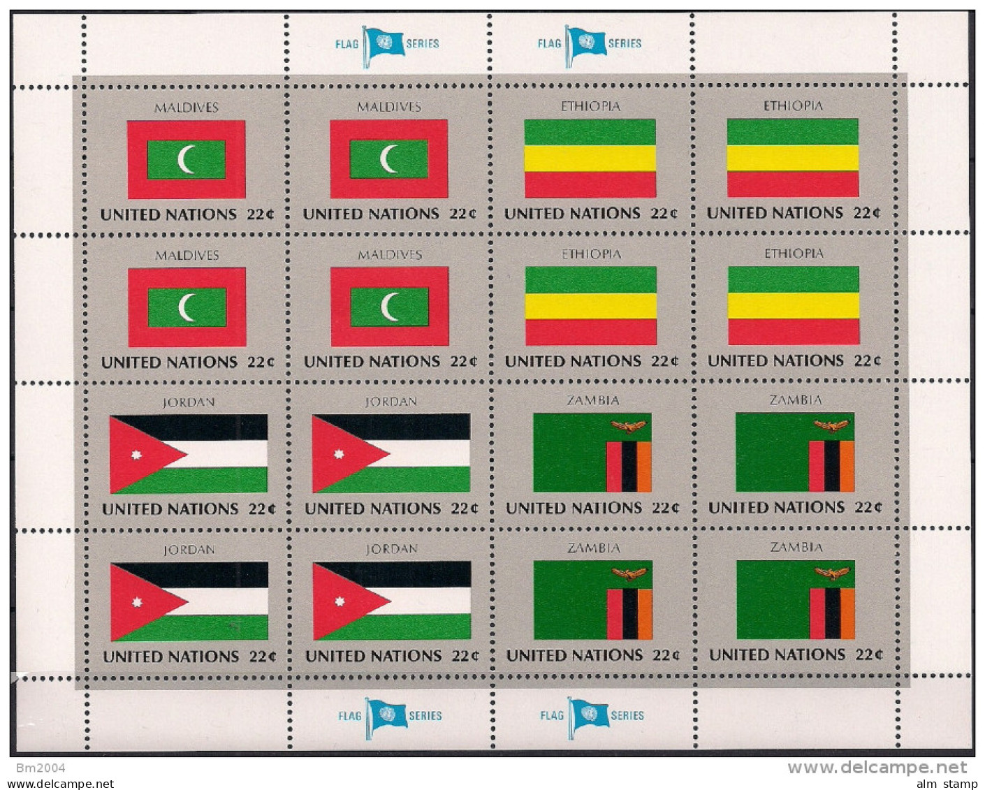 1986 UNO NY Mi.  501-14 Mint     Sheet   Flaggen Der UNO-Mitgliedsstaaten - Blokken & Velletjes