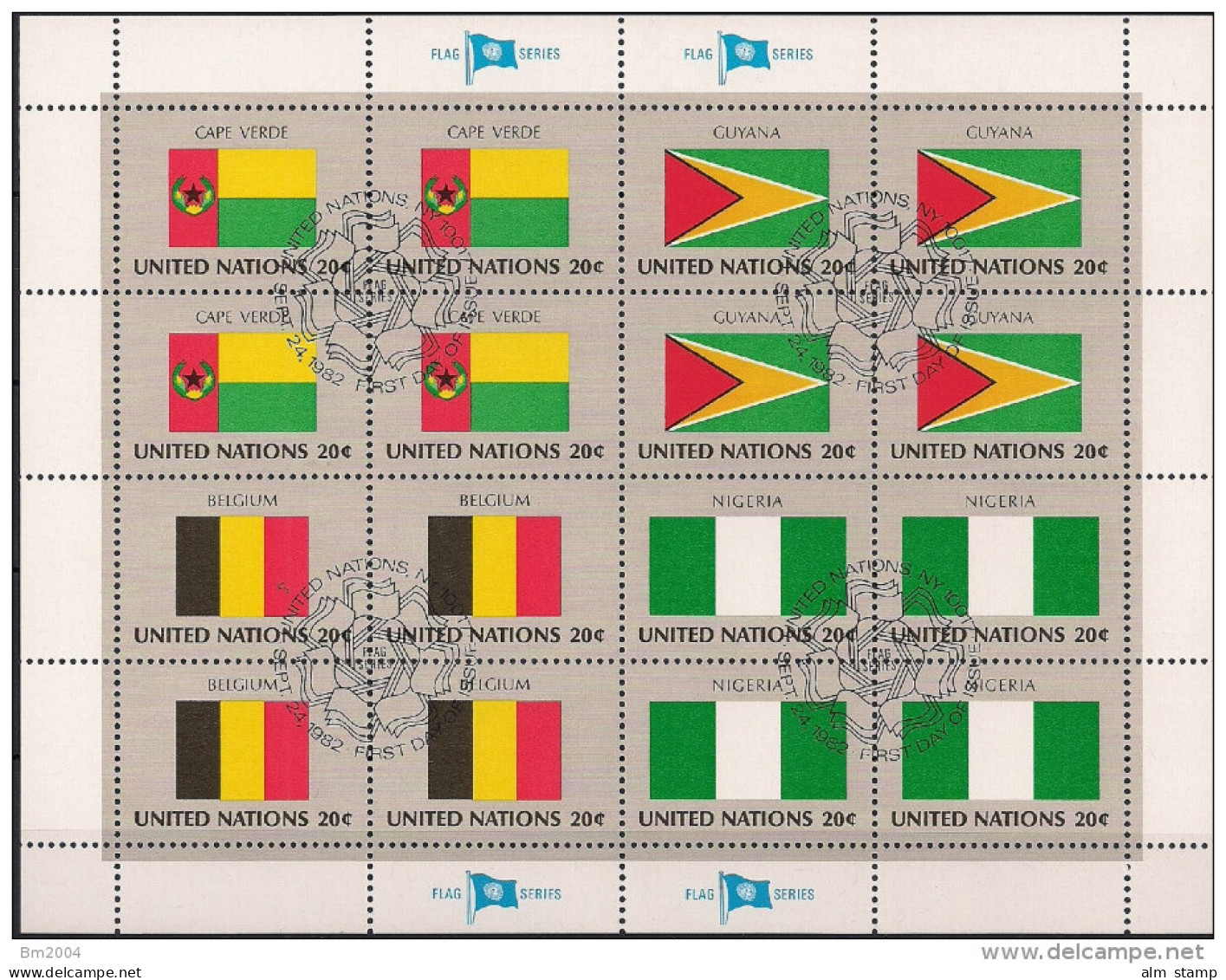 1982 UNO NY Mi. 397-412 Used   Sheet   Flaggen Der UNO-Mitgliedsstaaten (III) - Blocs-feuillets