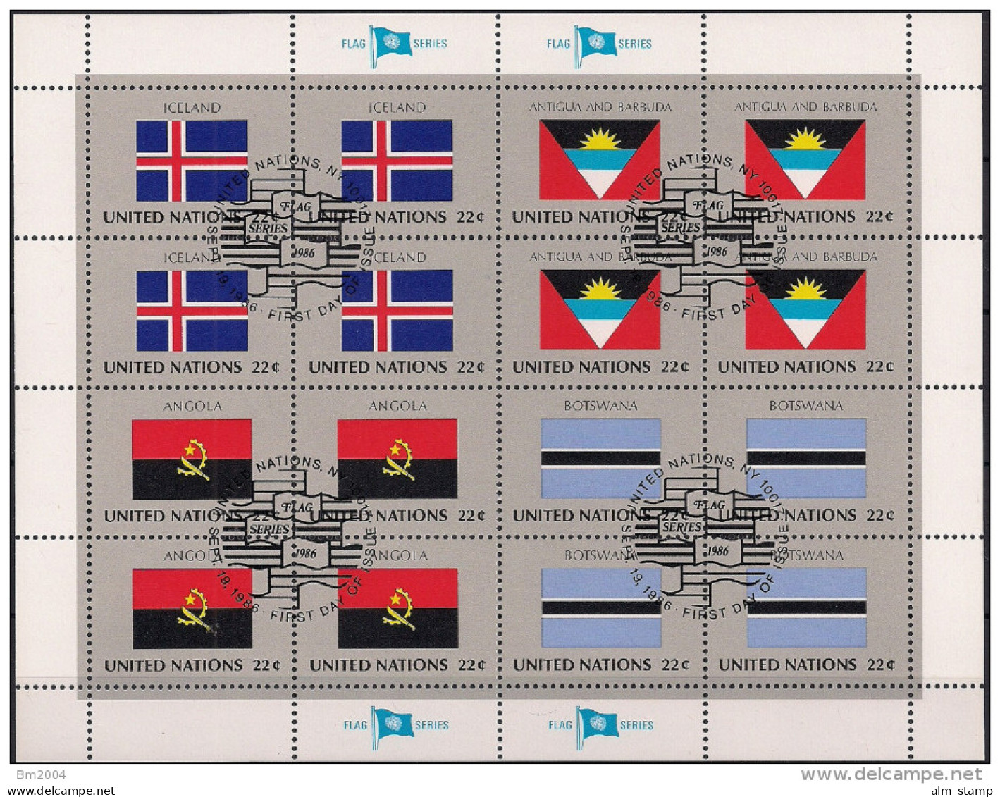 1986 UNO NY Mi.  501-14 Used   Sheet   Flaggen Der UNO-Mitgliedsstaaten - Hojas Y Bloques