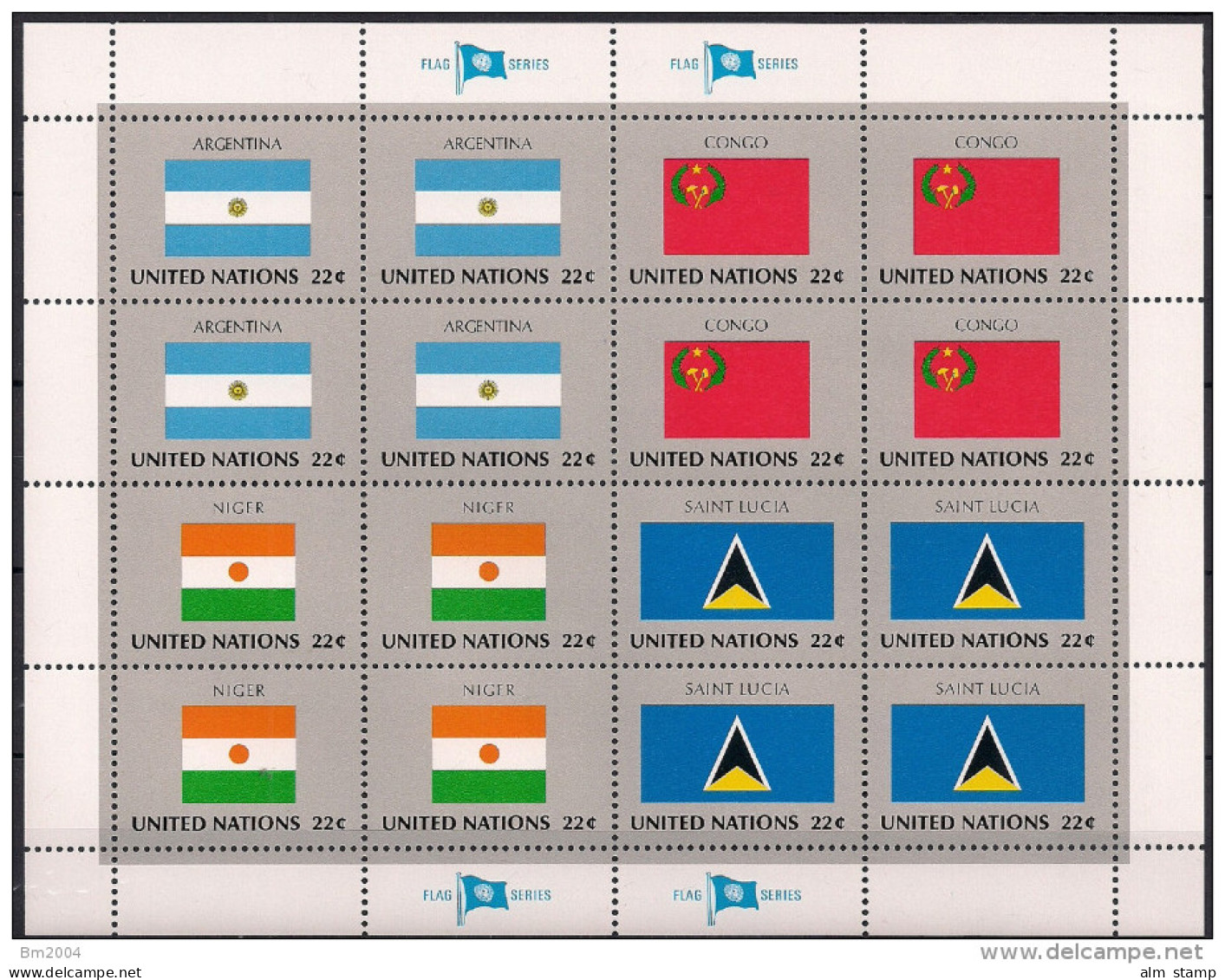 1987 UNO NY Mi.  524-39 Mint     Sheet   Flaggen Der UNO-Mitgliedsstaaten - Blokken & Velletjes