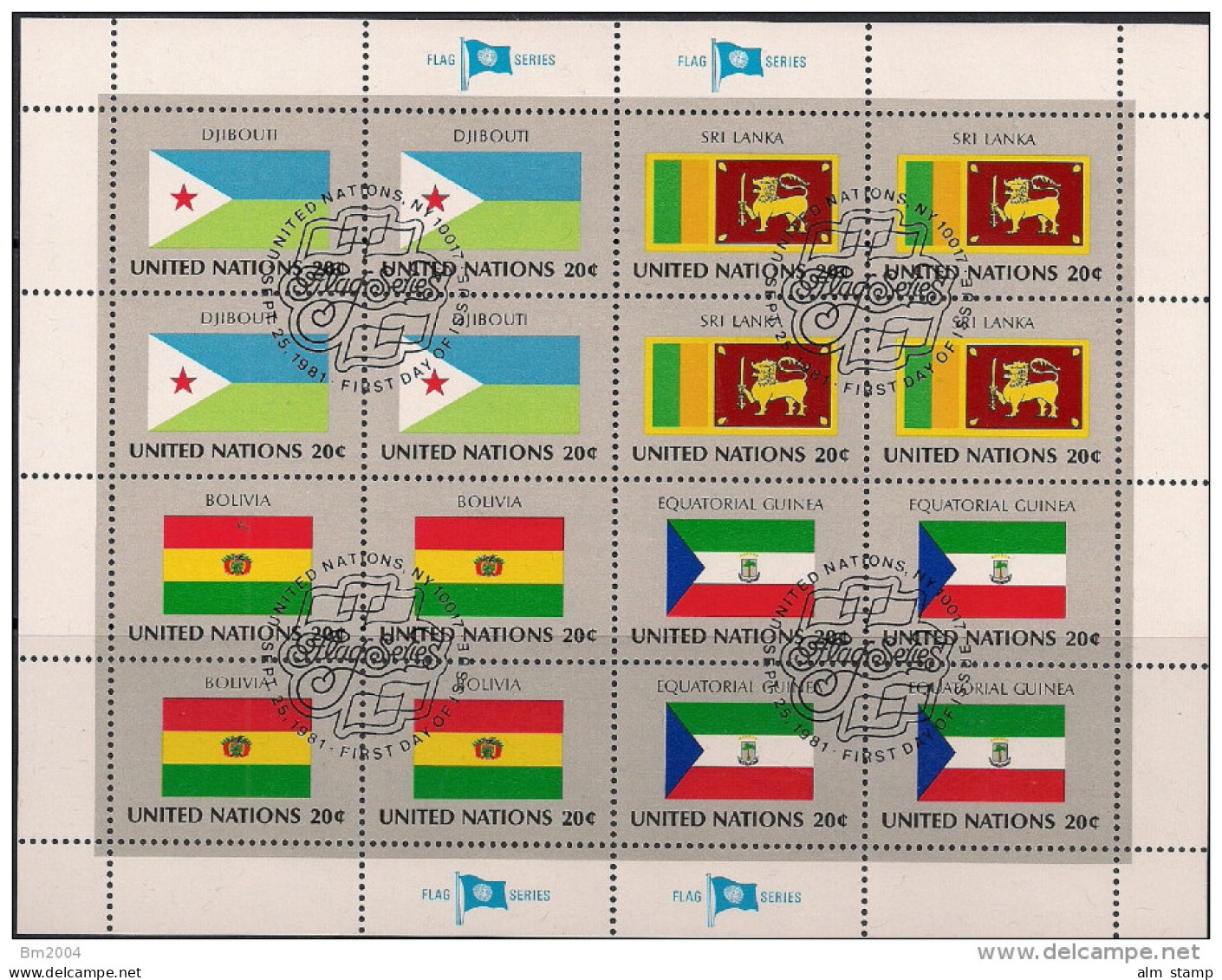 1981 UNO NY Mi. 373-88 Used Sheet   Flaggen Der UNO-Mitgliedsstaaten (II) - Blokken & Velletjes