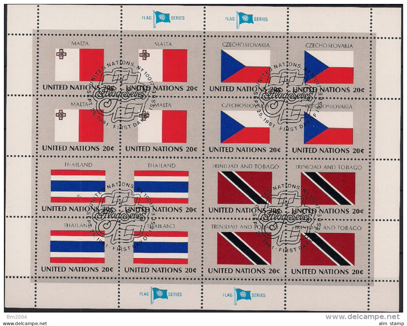 1981 UNO NY Mi. 373-88 Used Sheet   Flaggen Der UNO-Mitgliedsstaaten (II) - Blocks & Sheetlets