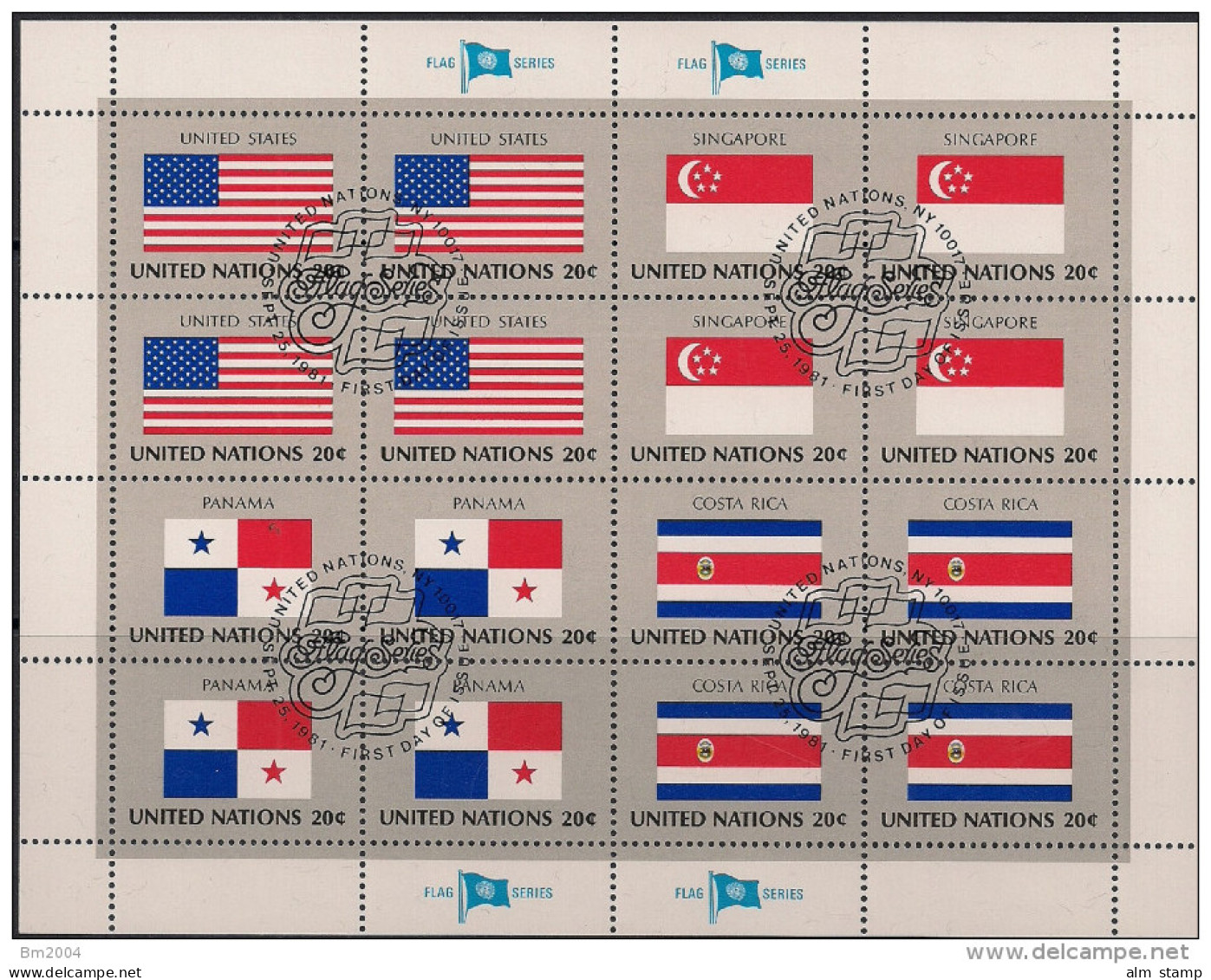 1981 UNO NY Mi. 373-88 **MNH  Sheet   Flaggen Der UNO-Mitgliedsstaaten (II) - Blokken & Velletjes
