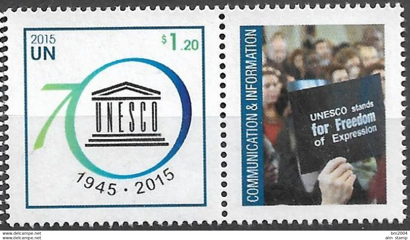 2015 UNO NEW YORK   MI. 1497 **MNH  Grußmarke: 70 Jahre UNESCO. - Neufs