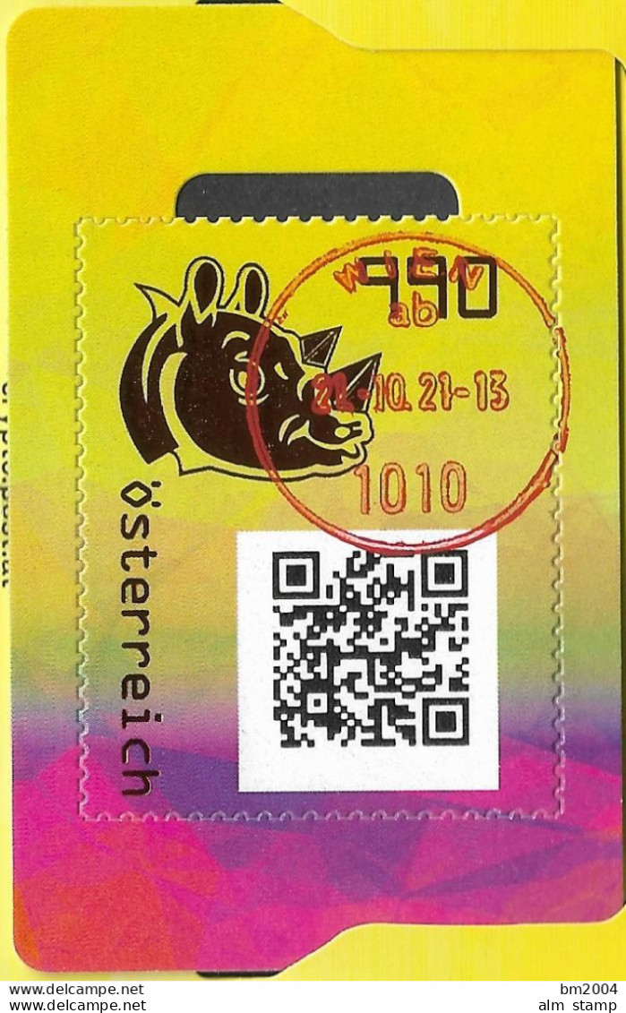 2021  Austria Österreich  Mi.Bl. 129 Used   Crypto Stamp -  Rhino - Usati