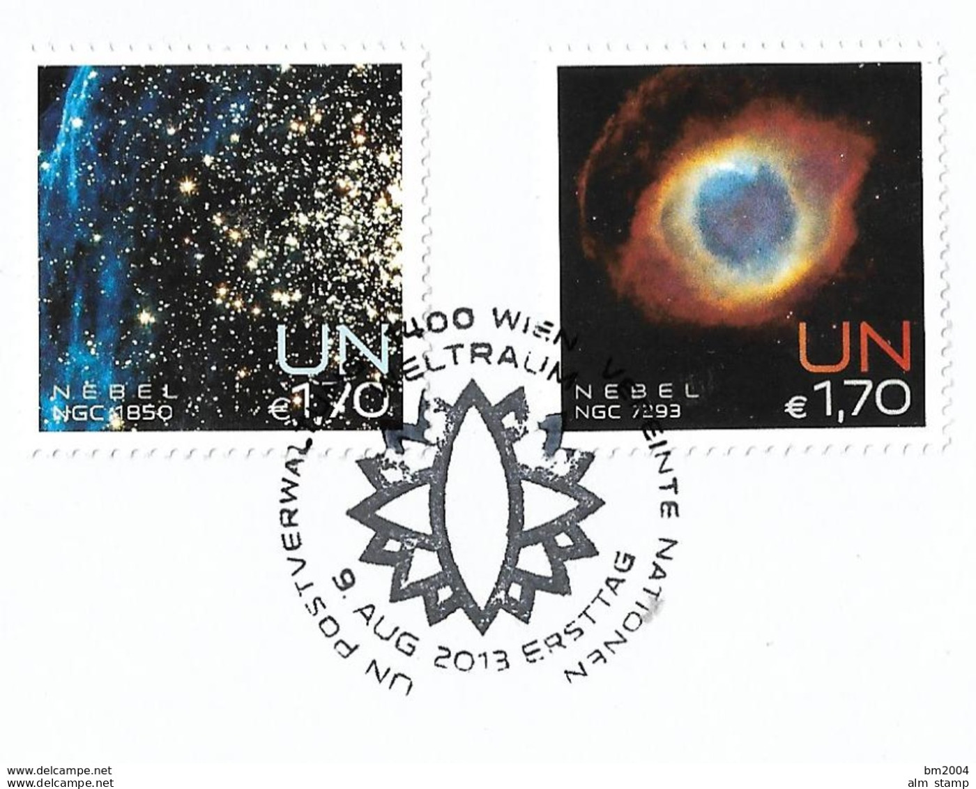 2013 UNO Wien Mi. 788-9 FD-used Briefstück . Internationale Weltraumwoche: Nebel. - Used Stamps