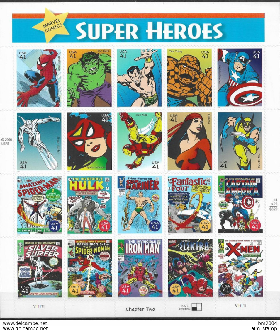 2007 USA Mi. 4247-66 **MNH   SUPER HEROES - Unused Stamps