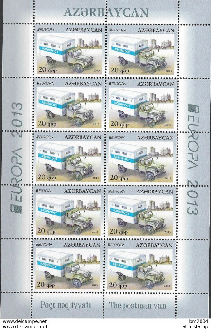 2013 Aserbaidschan Mi.793-4 A**MNH Europa: Postfahrzeuge. - 2013