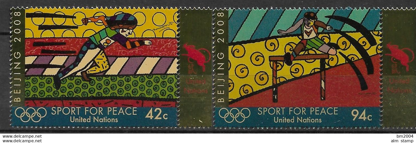 2008 UNO NEW YORK  Mi. 1099-1100**MNH    Olympische Sommerspiele, Peking. - Ungebraucht