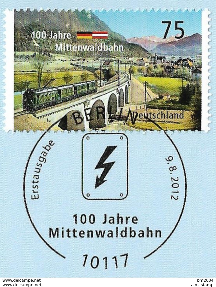 2012 Allem. Fed. Deutschland  Mi. 2951 FD-used Berlin Briefstück  100 Jahre Mittenwaldbahn - Gebraucht