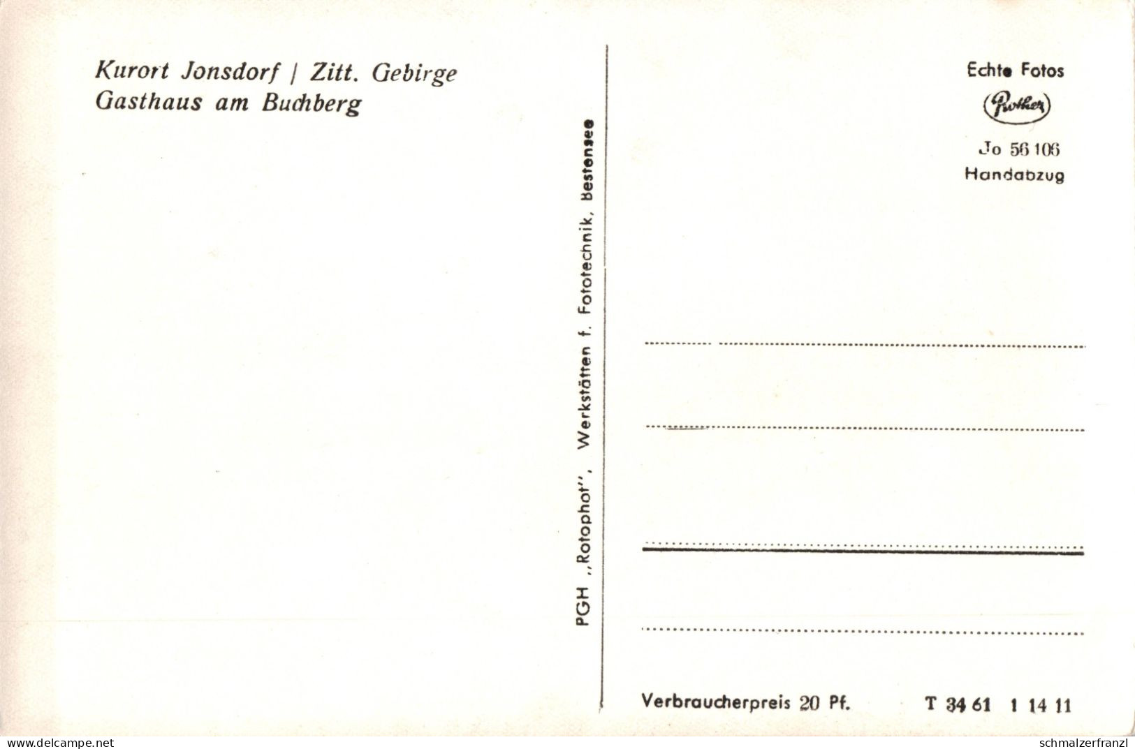 AK Kurort Jonsdorf Gasthaus Pension Am Buchberg A Oybin Hain Waltersdorf Großschönau Bertsdorf Olbersdorf Zittau DDR - Jonsdorf