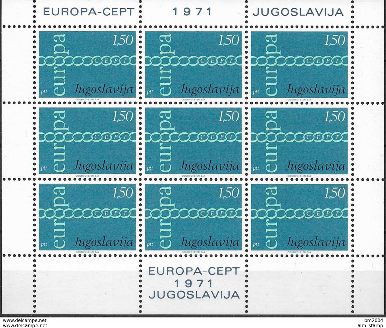 1971 Jugoslawien   Mi. 1416-7**MNH   Sheet  Europa: - 1971