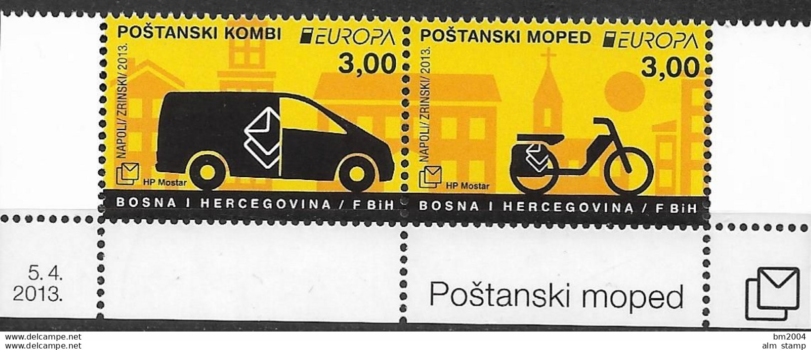 2013 Bosnien Und Herzegowina Kroat. Post Mostar  Mi  361-2 **MNH Europa: Postfahrzeuge. - 2013