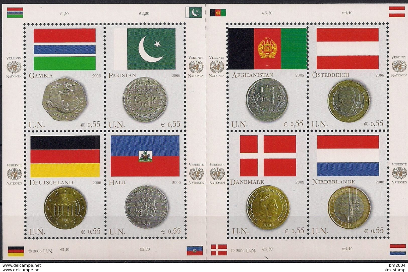 2006 UNO WIEN   Mi. 477-84 **MNH  Flaggen Und Münzen Der Mitgliedsstaaten - Unused Stamps