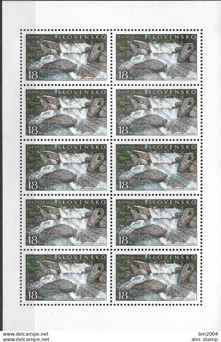 2001 Slowakei Mi. 394 **MNH  Europa: Lebensspender Wasser.  Studenovodský-Wasserfall In Der Hohen Tatra - Gebraucht