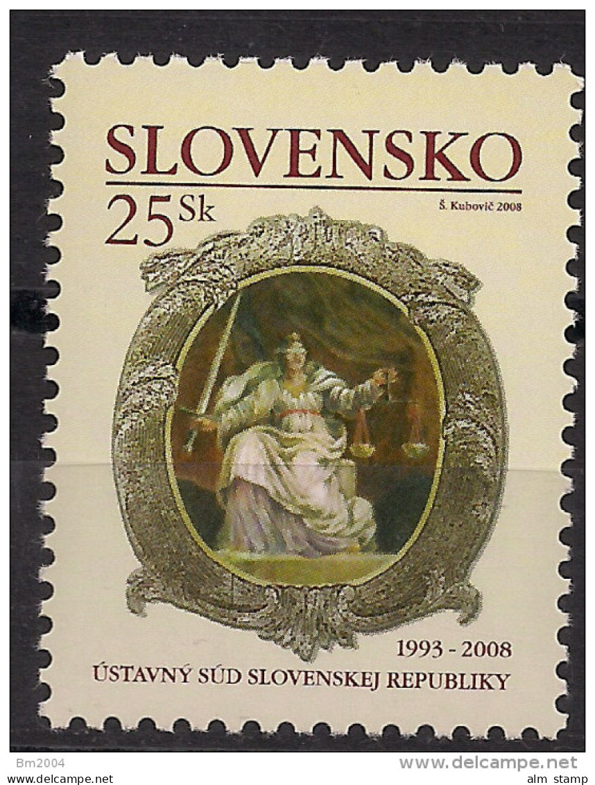 2007 Slovensko  Slowakei Mi. 576 **MNH  15 Jahre Verfassungsgericht - Nuevos