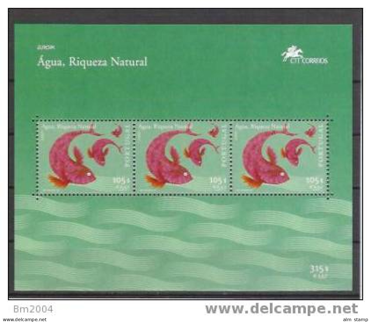 2001  Portugal   Yv. BF 164  Mi. Bl. 168** MNH Europa Water - Natural Treasure. - 2001
