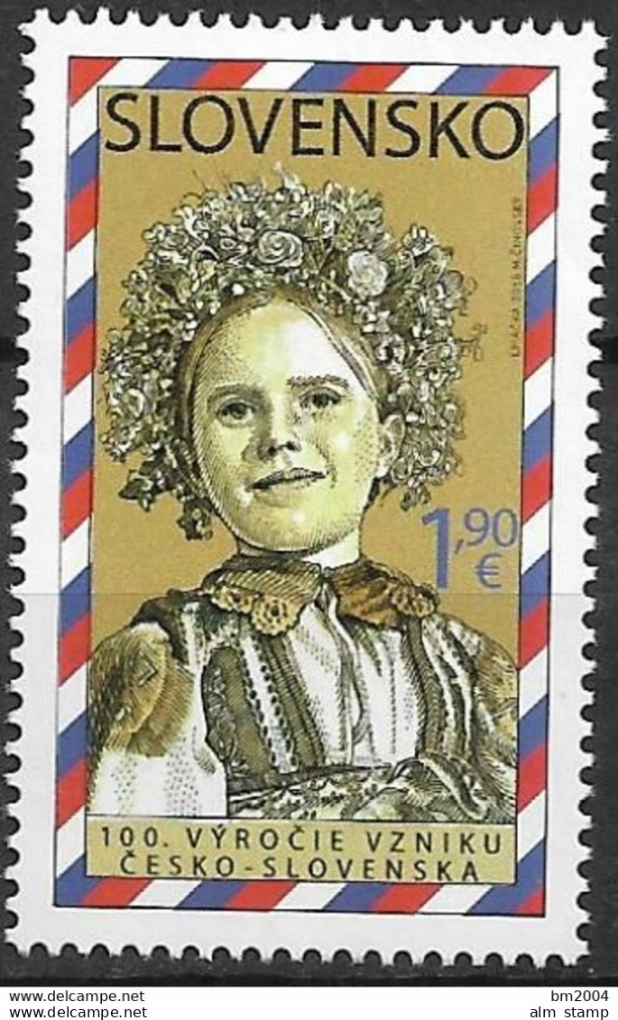 2018 Slowakei  Mi. 856**MNH100. Jahrestag Der Unabhängigkeit Der Tschechoslowakei - Neufs