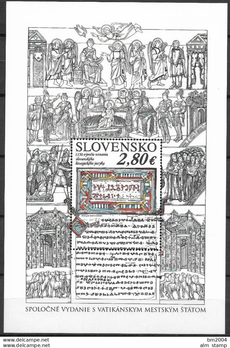2018 Slowakei Slovensko  Mi. Bl.52**MNH   1150. J. Der Anerkennung Der Slawischen Liturgie Innerhalb Der Römisch-ka - Neufs