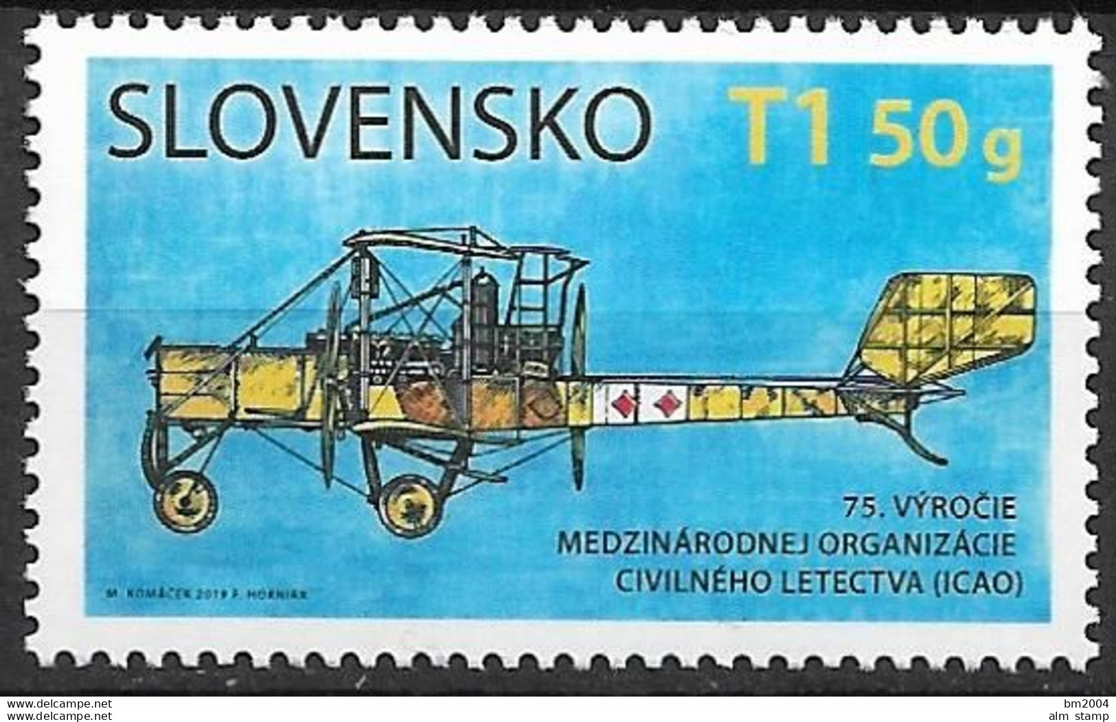 2019 Slowakei Slovensko  Mi. 868 **MNH  75 Jahre Internationale Zivilluftfahrtorganisation (ICAO) - Neufs