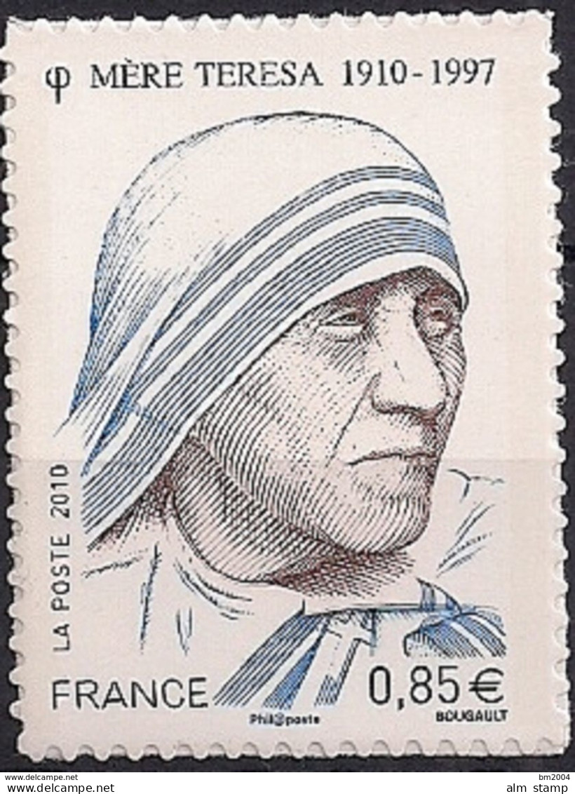 2010 Frankreich   Mi. 4869 **MNH   100. Geburtstag Der Mutter Teresa. Selbstklebend; - Neufs