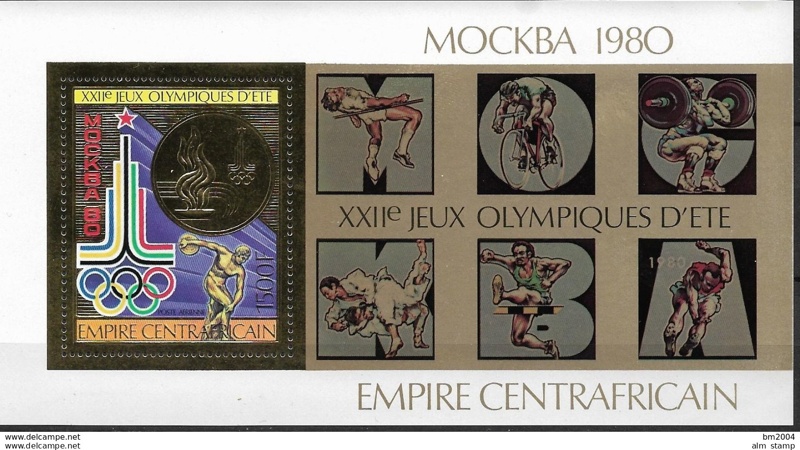 1979 Centralfricain Zentralafrika Mi. Bl. 65 **MNH Olympische Sommerspiele 1980, Moskau - Centrafricaine (République)