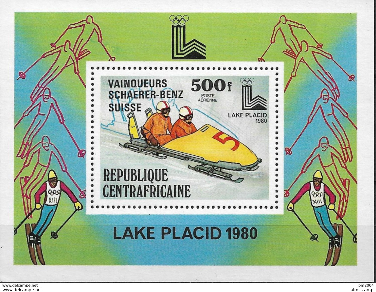 1980 Centralfricain Zentralafrika Mi. Bl. 80 **MNH  Goldmedaillengewinner Bei Den Olympischen Winterspielen In Lake Plac - Centrafricaine (République)